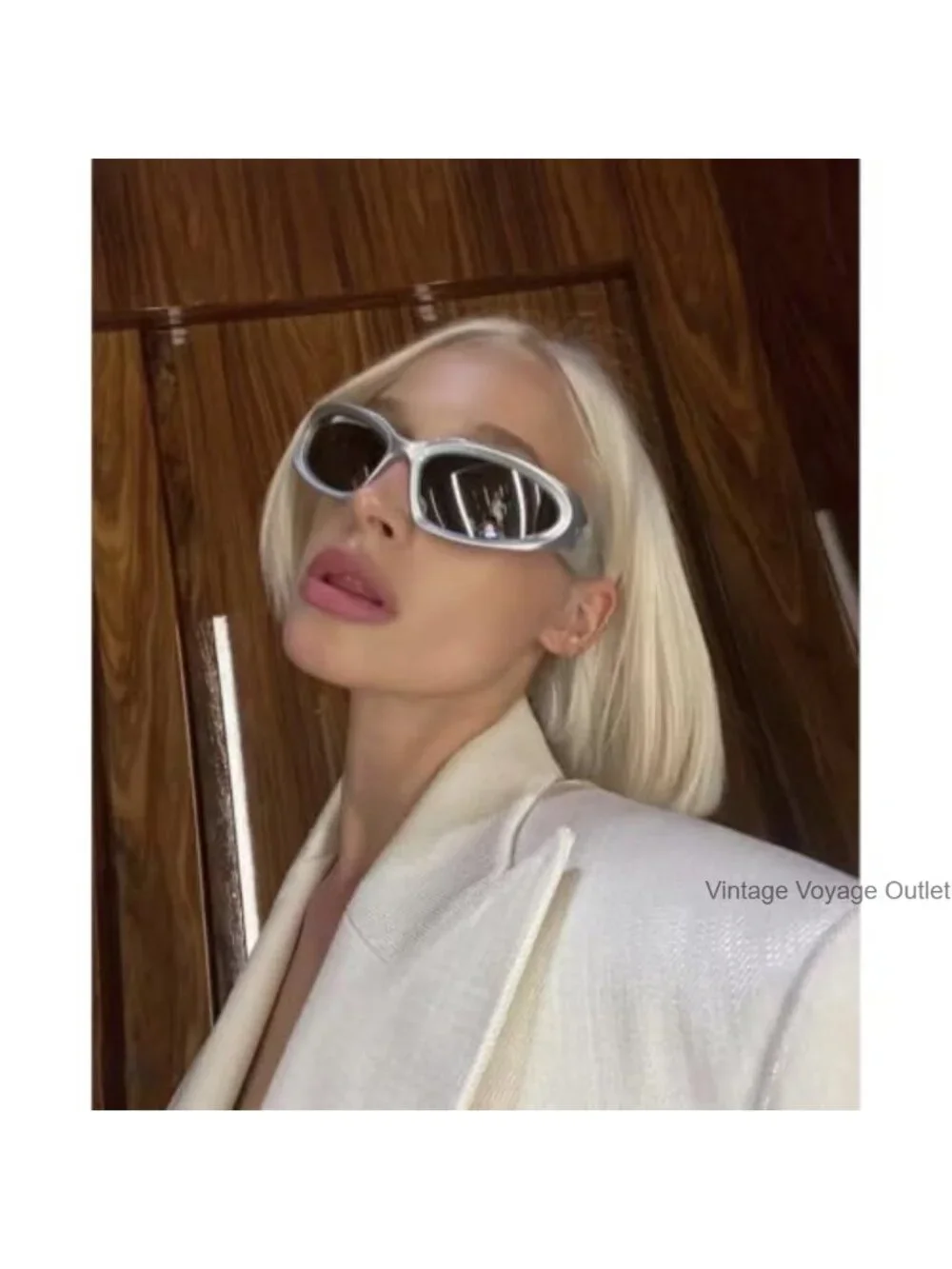 Y2K Wrap Around Sunglasses for Women Men Oval Trendy Sport Shades UV Protection